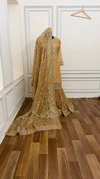 CAMEL SHADE BANARASI SOFT ORGANZA GHARARA