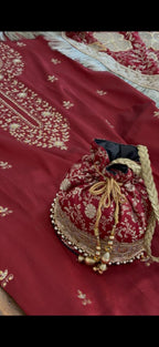 FLORAL NET CUT WORK CHIFFON SILK GHARARA