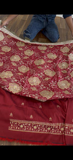 FLORAL NET CUT WORK CHIFFON SILK GHARARA