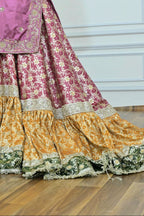 Contrast farshi gharara with tail and handwork kurti