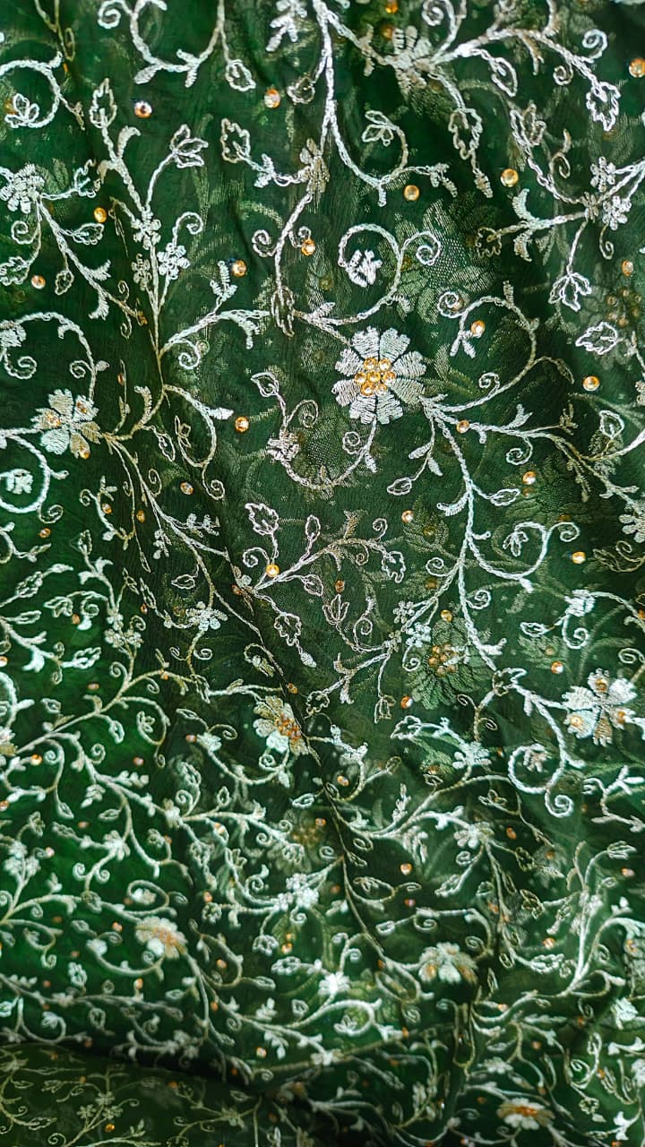 DARK MEHENDI BANARASI KIMKHAB GHARARA