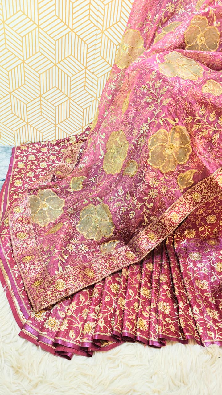 DARK ORCHID BANARASI KIMKHAB GHARARA WITH DESIGHNER DUPATTA