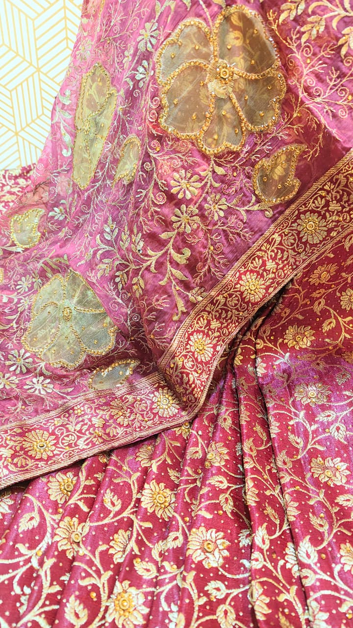 DARK ORCHID BANARASI KIMKHAB GHARARA WITH DESIGHNER DUPATTA