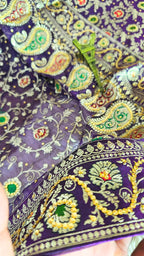 DARK PURPLE MEENEDAR BANARASI KIMKHAB GHARARA