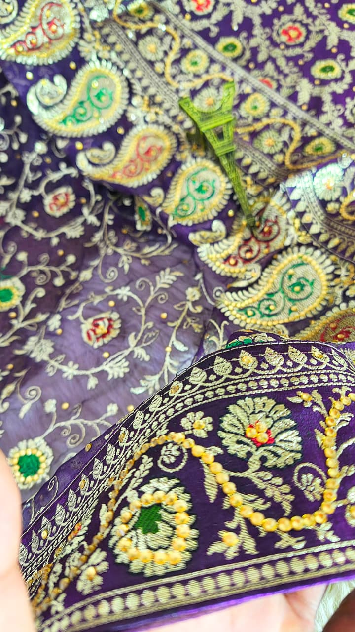 DARK PURPLE MEENEDAR BANARASI KIMKHAB GHARARA