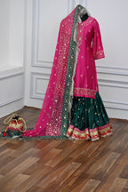 Contrast Embroidery Gharara On Mashroo Silk Fabric