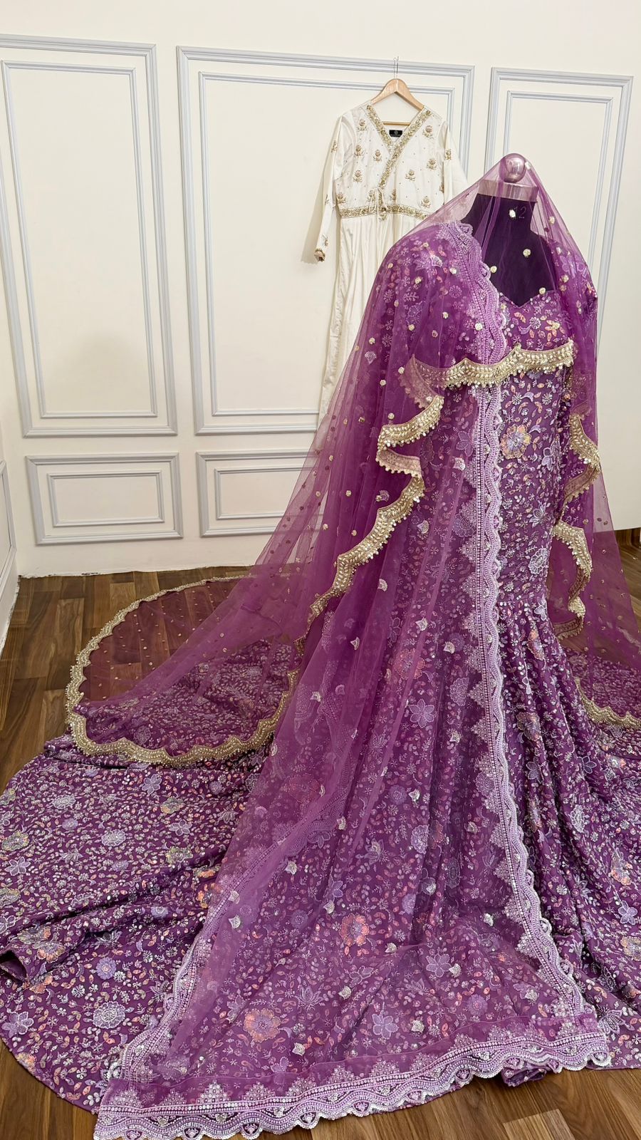 FISH CUT GOWN WITH VEIL