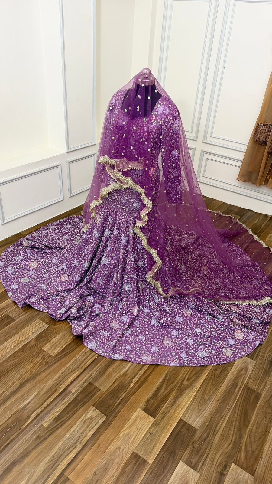 FISH CUT GOWN WITH VEIL