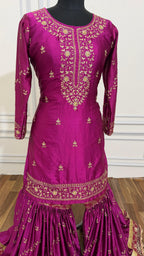 ITALIAN SATIN SILK BASED BOARDER WORK GHARARA