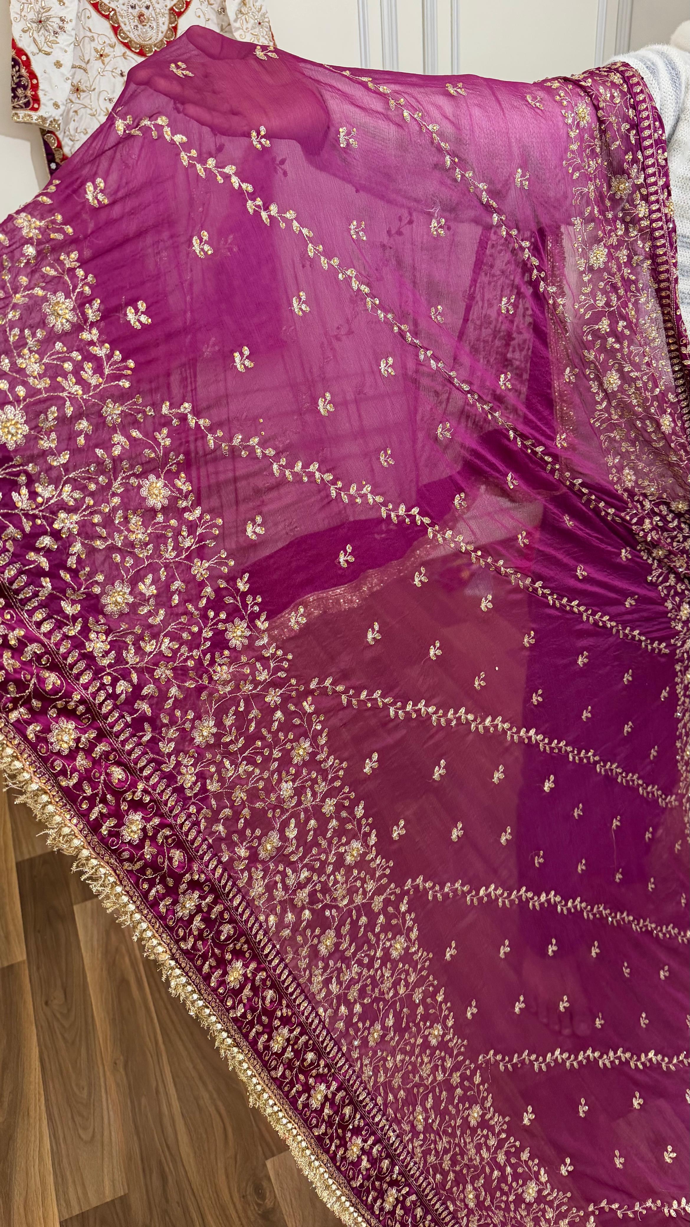 ITALIAN SATIN SILK BASED BOARDER WORK GHARARA