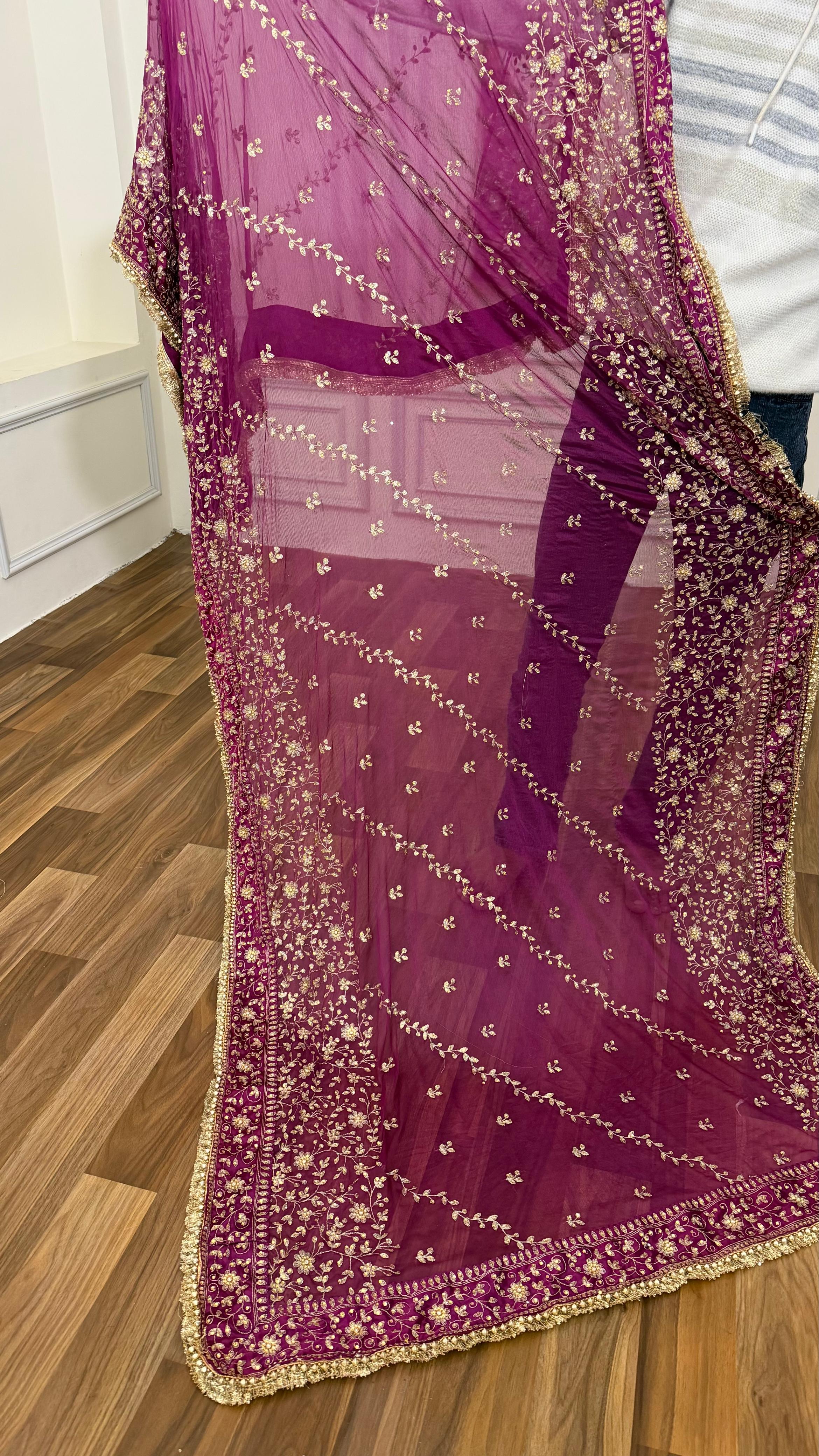 ITALIAN SATIN SILK BASED BOARDER WORK GHARARA