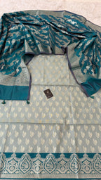 LIGHT SKY BLUE COLOR CONTRAST COTTON SILK 3 PIECE SUIT