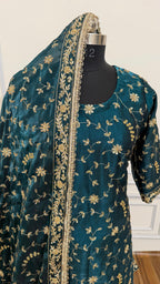 DEEP KEROSENE FULLY HANDWORK MADE GHARARA ON ITALIAN SHIMMER SILK FABRIC