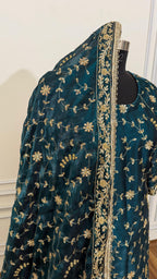 DEEP KEROSENE FULLY HANDWORK MADE GHARARA ON ITALIAN SHIMMER SILK FABRIC