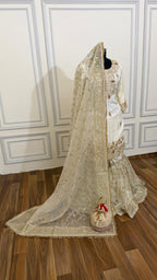 Handwork kurti in off white organza gharara