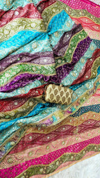 HORIZONE PATTERN HAND FILLED KATAN SILK BANARASI KIMKHAB GHARARA