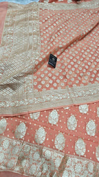 Peach Pure Khaddi Chiffon Silk 3 Piece Suit