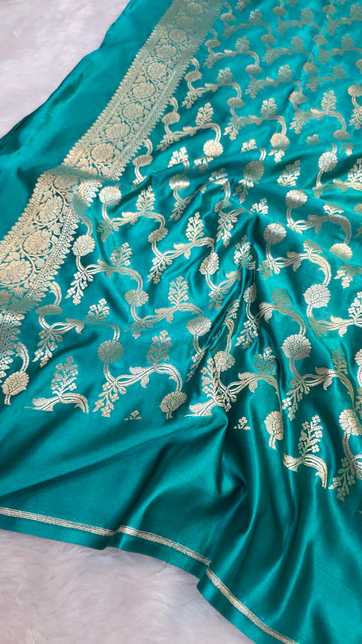 Firozi Mashru Silk 3 Piece Jaal Motif Suit