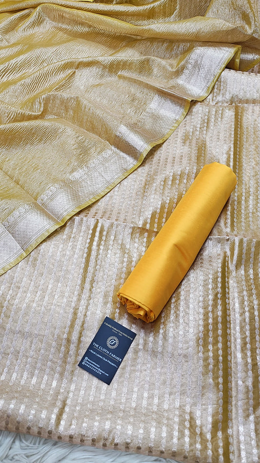 Yellow Tissue Silk 3 Piece Suit with crush Dupatta