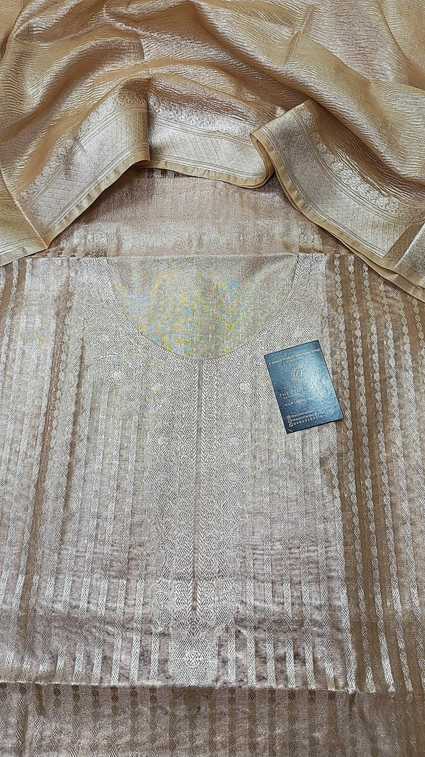 Lime Tissue Silk 3 Piece Weaving Lining  Suit with Zari Border Jhalar Dupatta