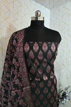 BOTTLE GREEN BANARSI COTTON SILK 3 PIECE SUIT