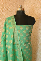 Sea Green Meenadar Banarasi Cotton Silk 3 Piece Suit