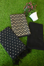 Black Zig-Zag Banarasi Cotton Silk 3 Piece Suit