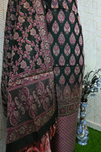 BOTTLE GREEN BANARSI COTTON SILK 3 PIECE SUIT