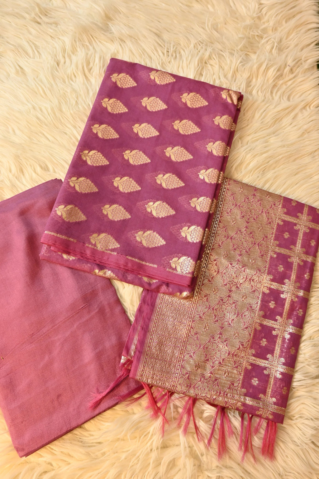 Gageri Banarasi Kimkhab Silk 3 Piece Suit