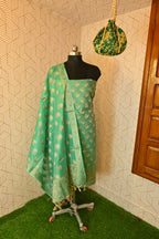 Sea Green Meenadar Banarasi Cotton Silk 3 Piece Suit