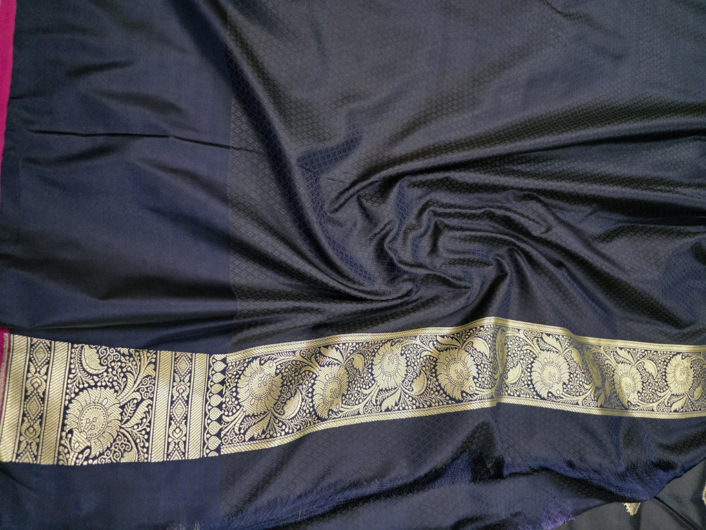Black mashru silk saree with booti motof