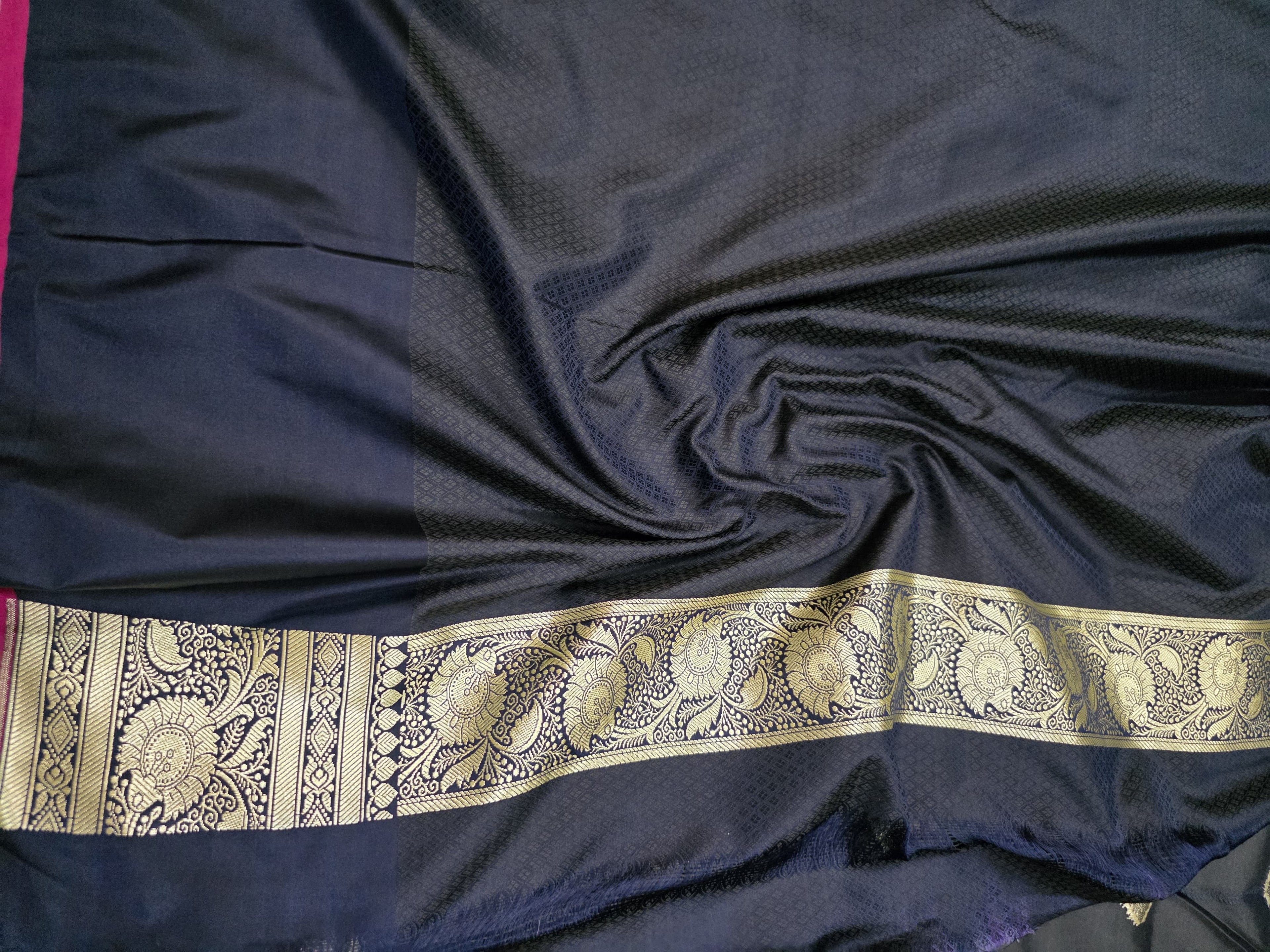 Black mashru silk saree with booti motof