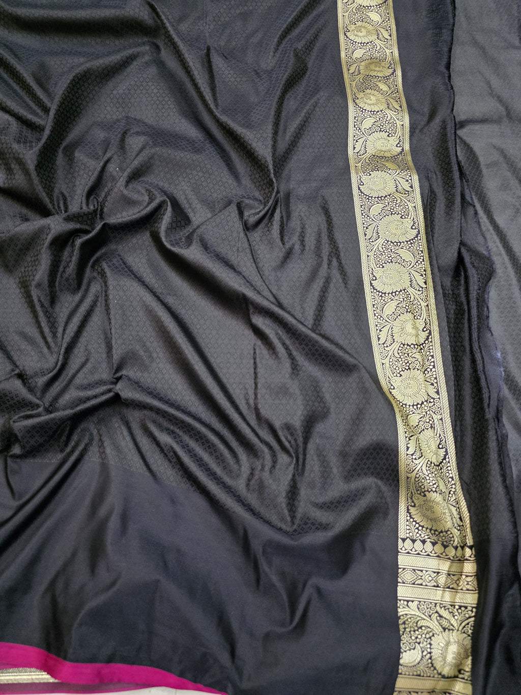 Black mashru silk saree with booti motof