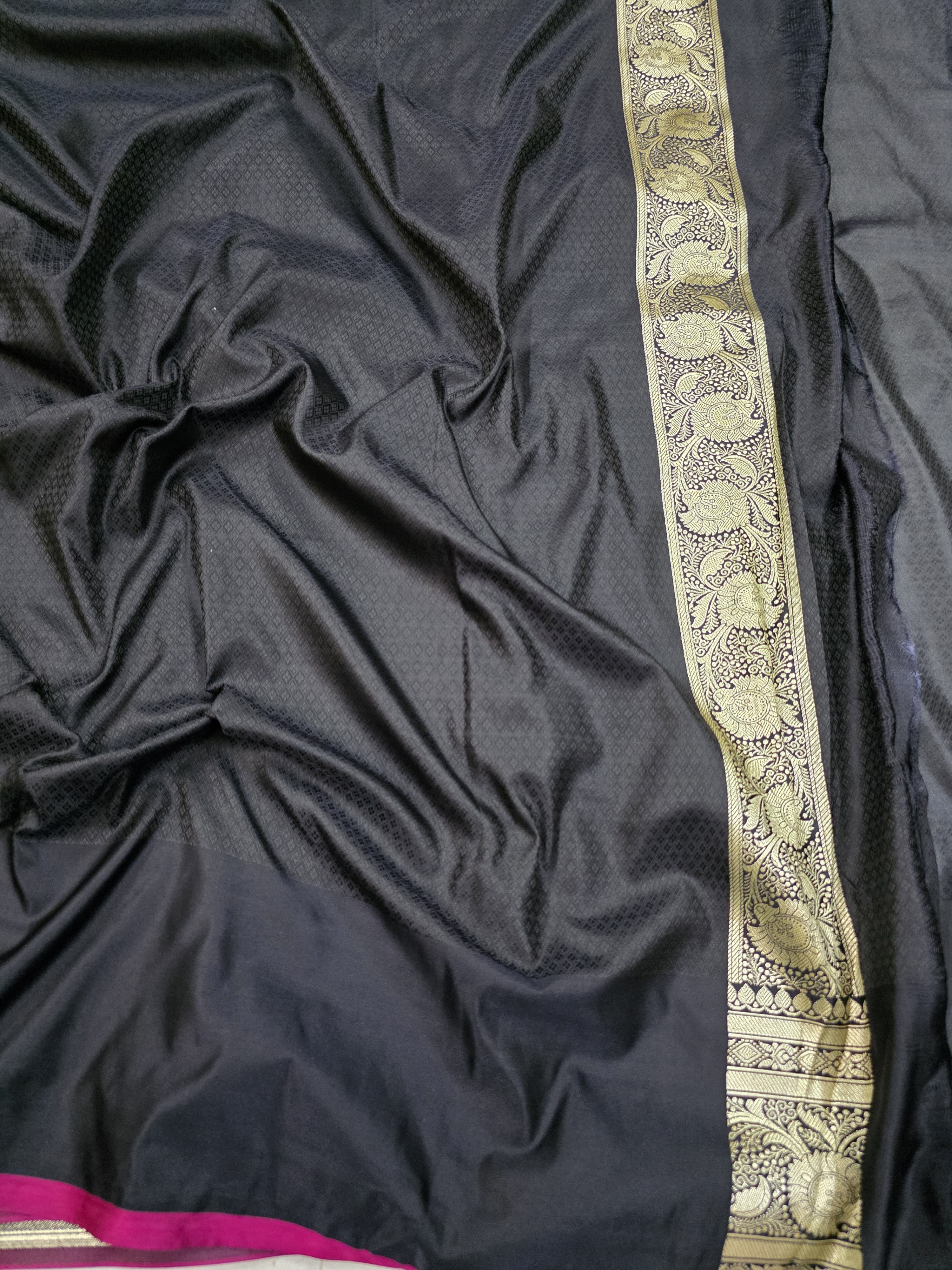 Black mashru silk saree with booti motof