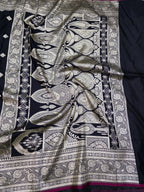Black mashru silk saree with booti motof