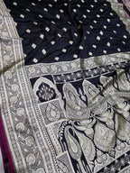 Black mashru silk saree with booti motof