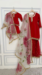 RED ITALIAN SHIMMER GHARARA
