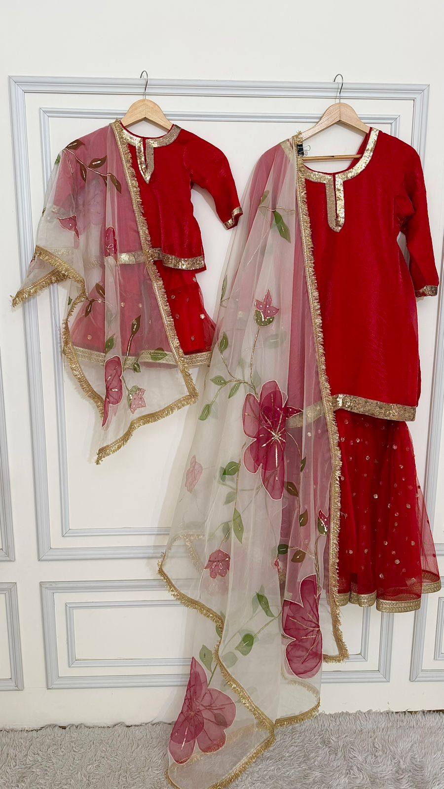 RED ITALIAN SHIMMER GHARARA