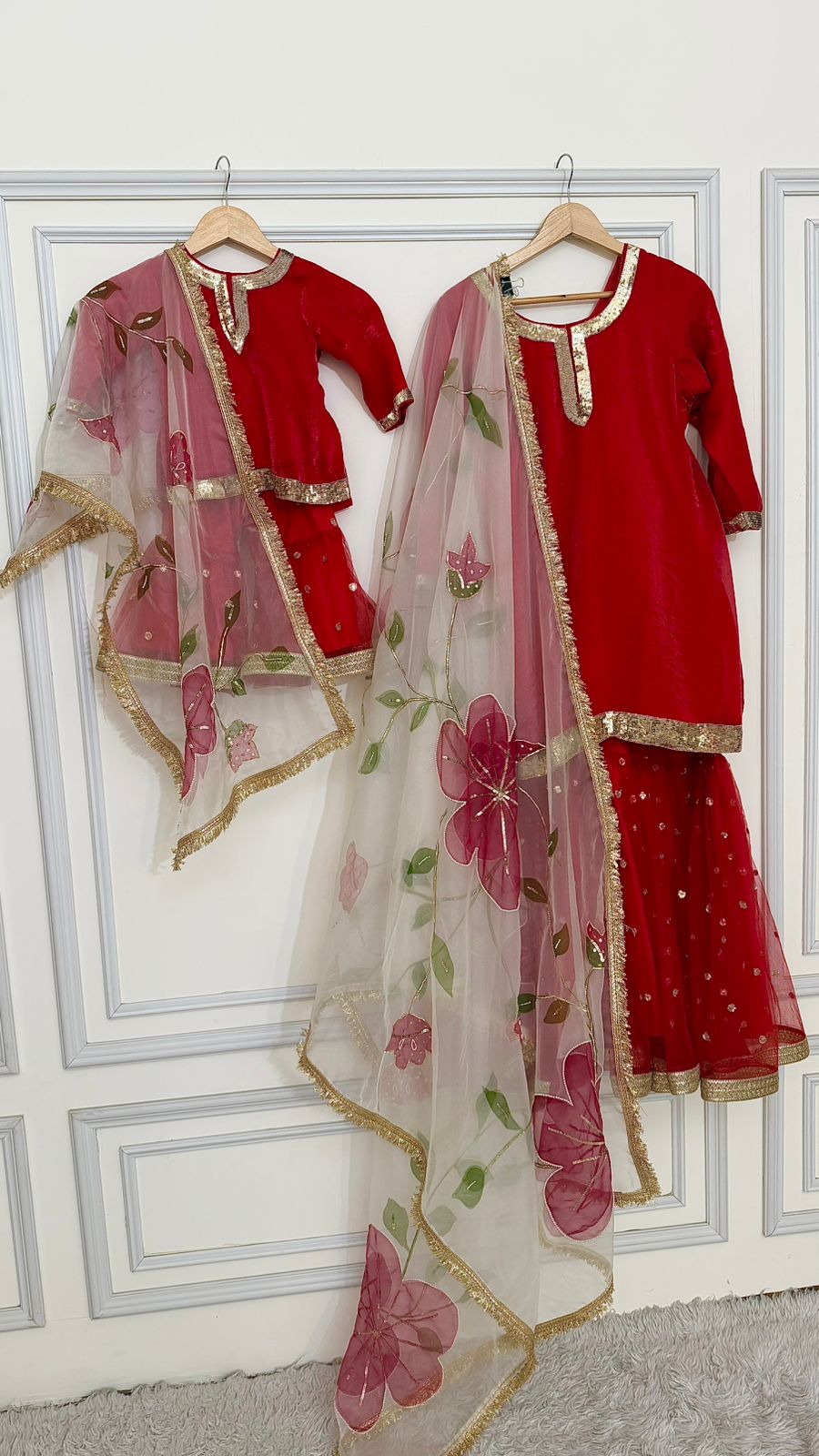 RED ITALIAN SHIMMER GHARARA