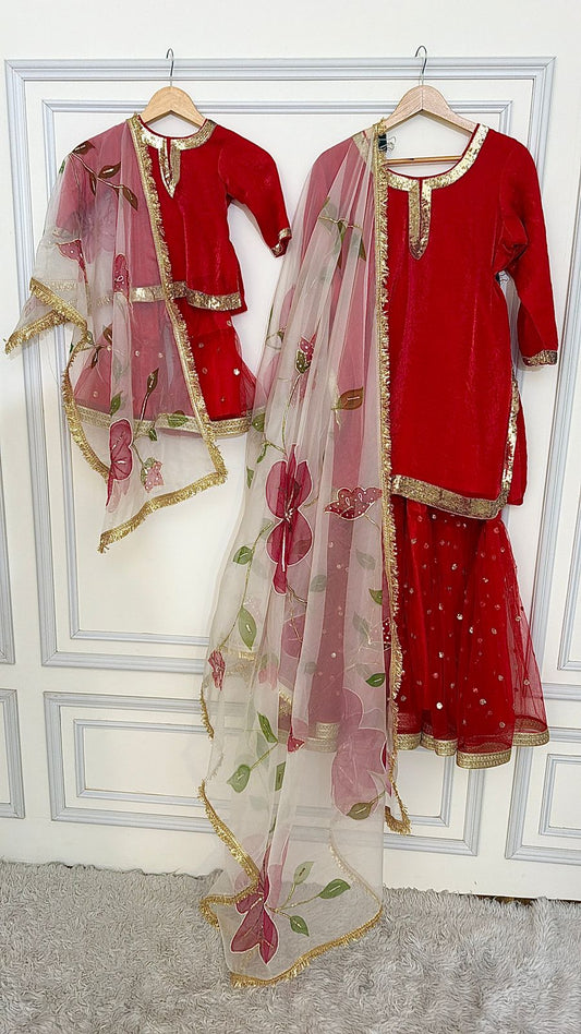 RED ITALIAN SHIMMER GHARARA