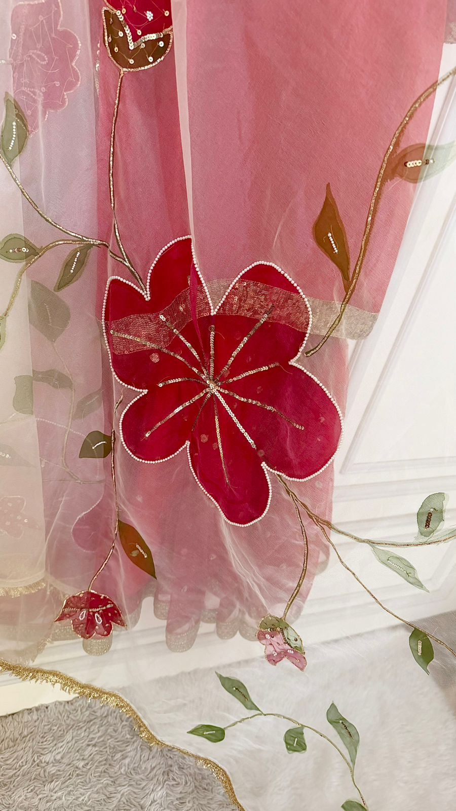 RED ITALIAN SHIMMER GHARARA