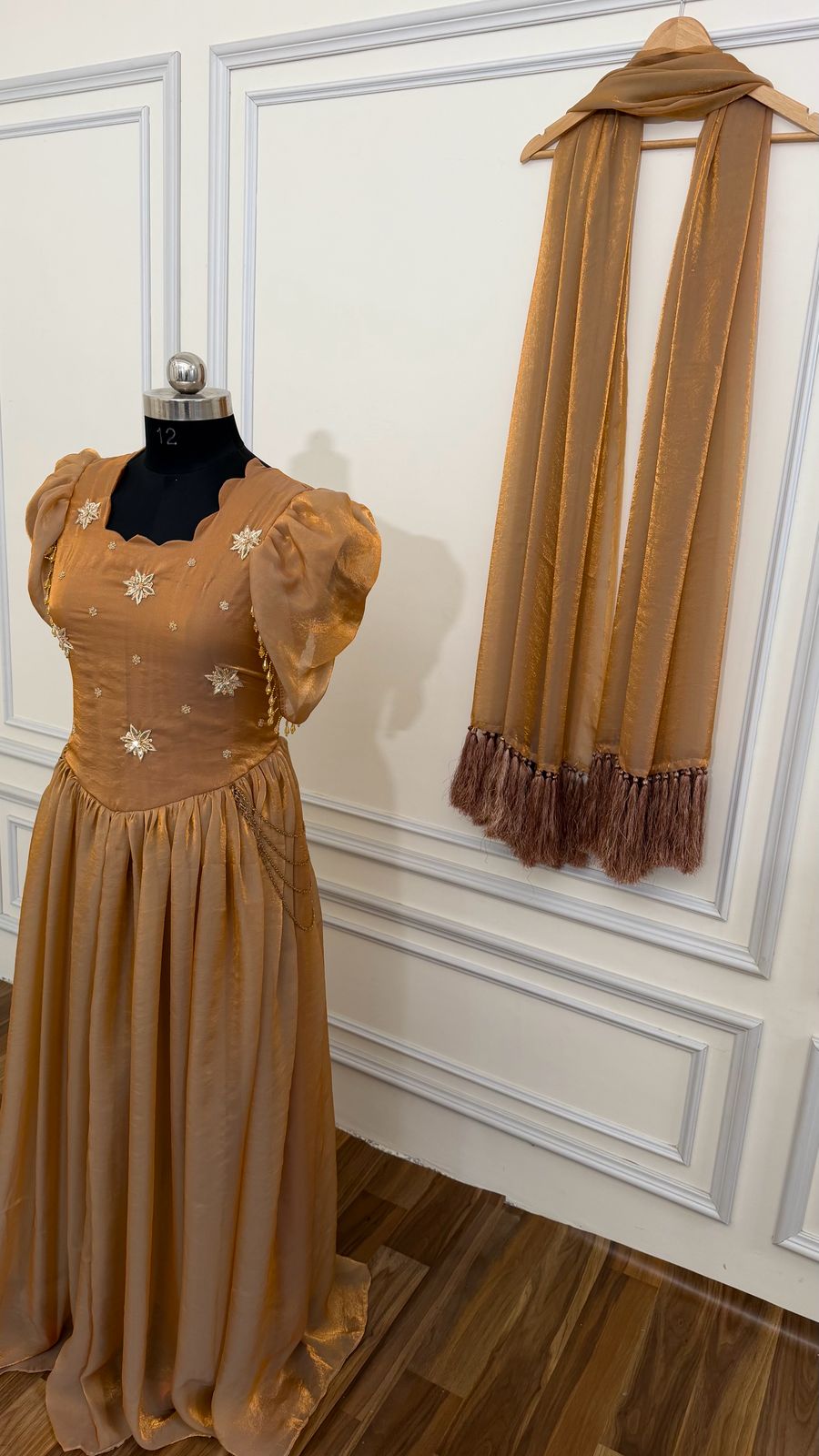 ITALIAN SHIMMER SILK BASED TURKISH V CUT GOWN