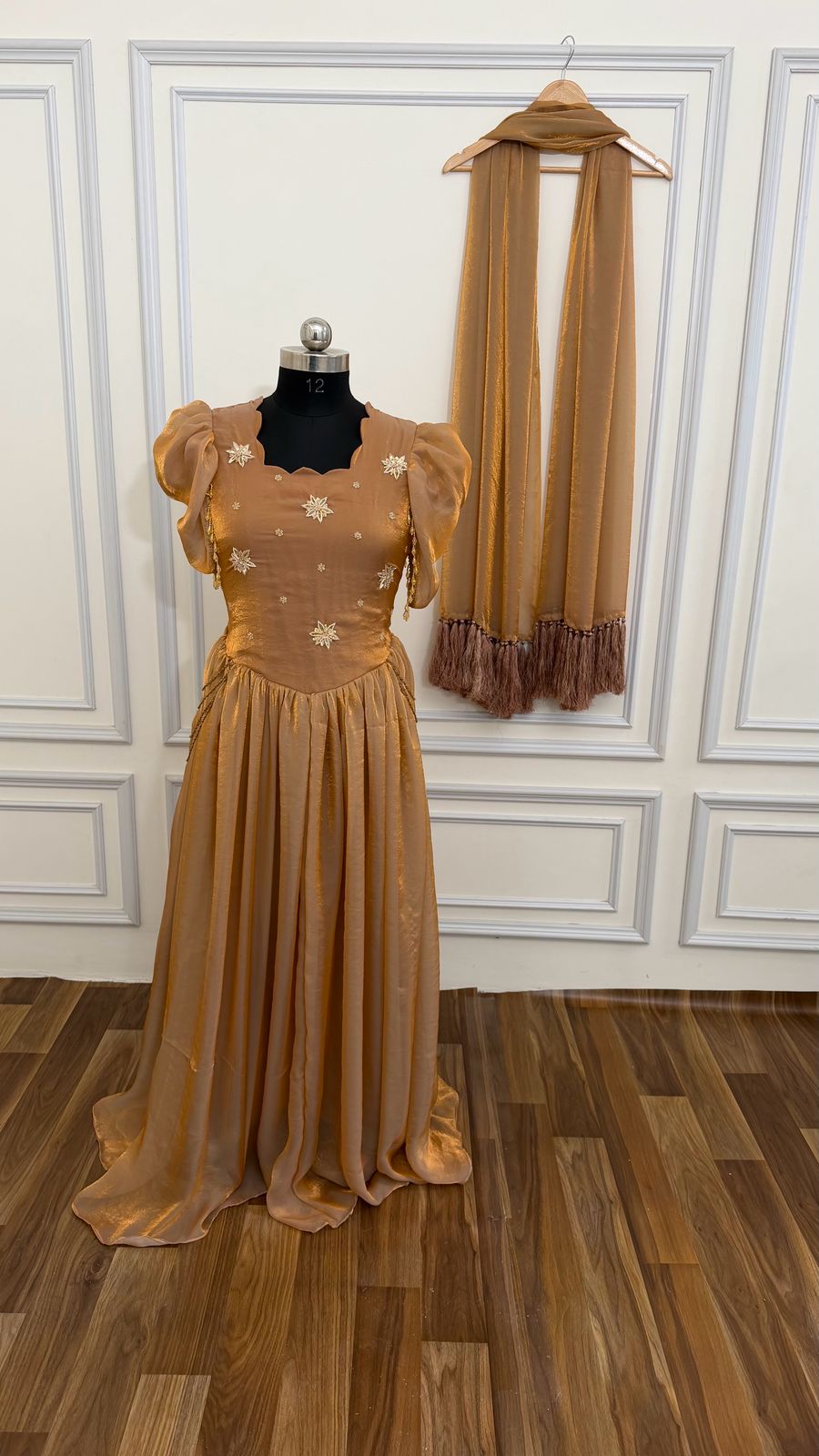 ITALIAN SHIMMER SILK BASED TURKISH V CUT GOWN