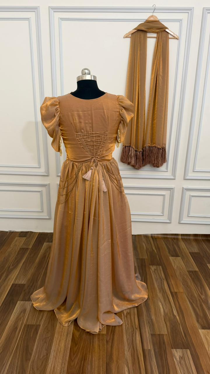 ITALIAN SHIMMER SILK BASED TURKISH V CUT GOWN