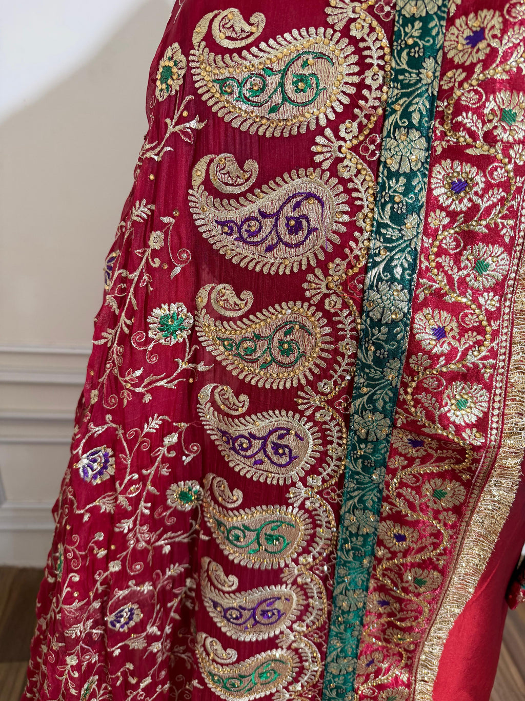 BLOOD MAROON SHADE MEENAKARI GHARARA