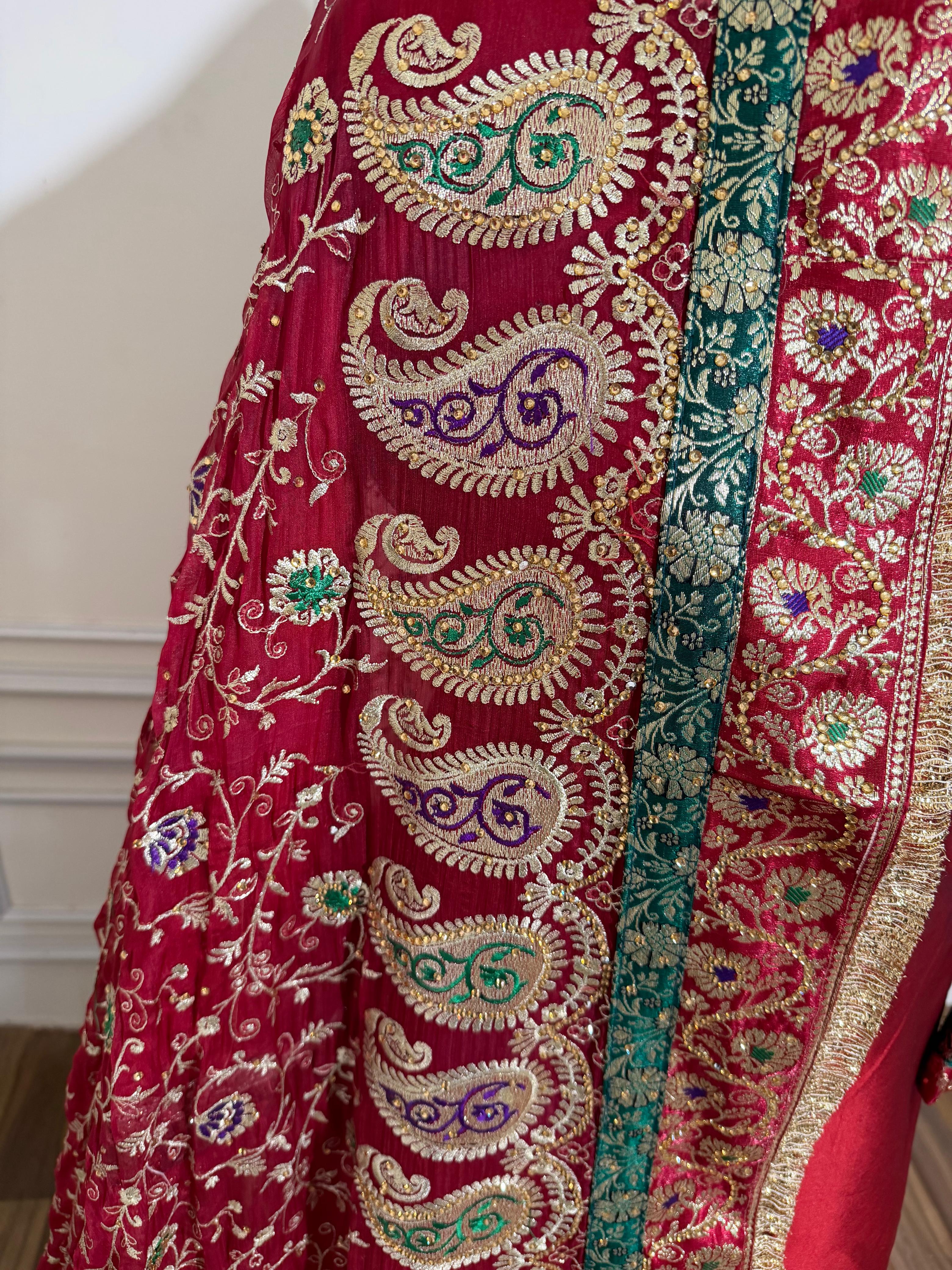BLOOD MAROON SHADE MEENAKARI GHARARA