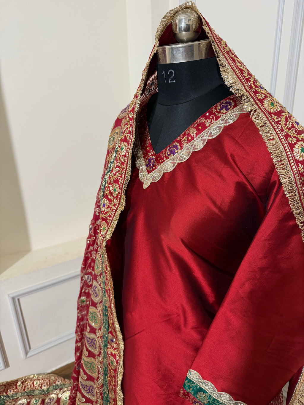 BLOOD MAROON SHADE MEENAKARI GHARARA
