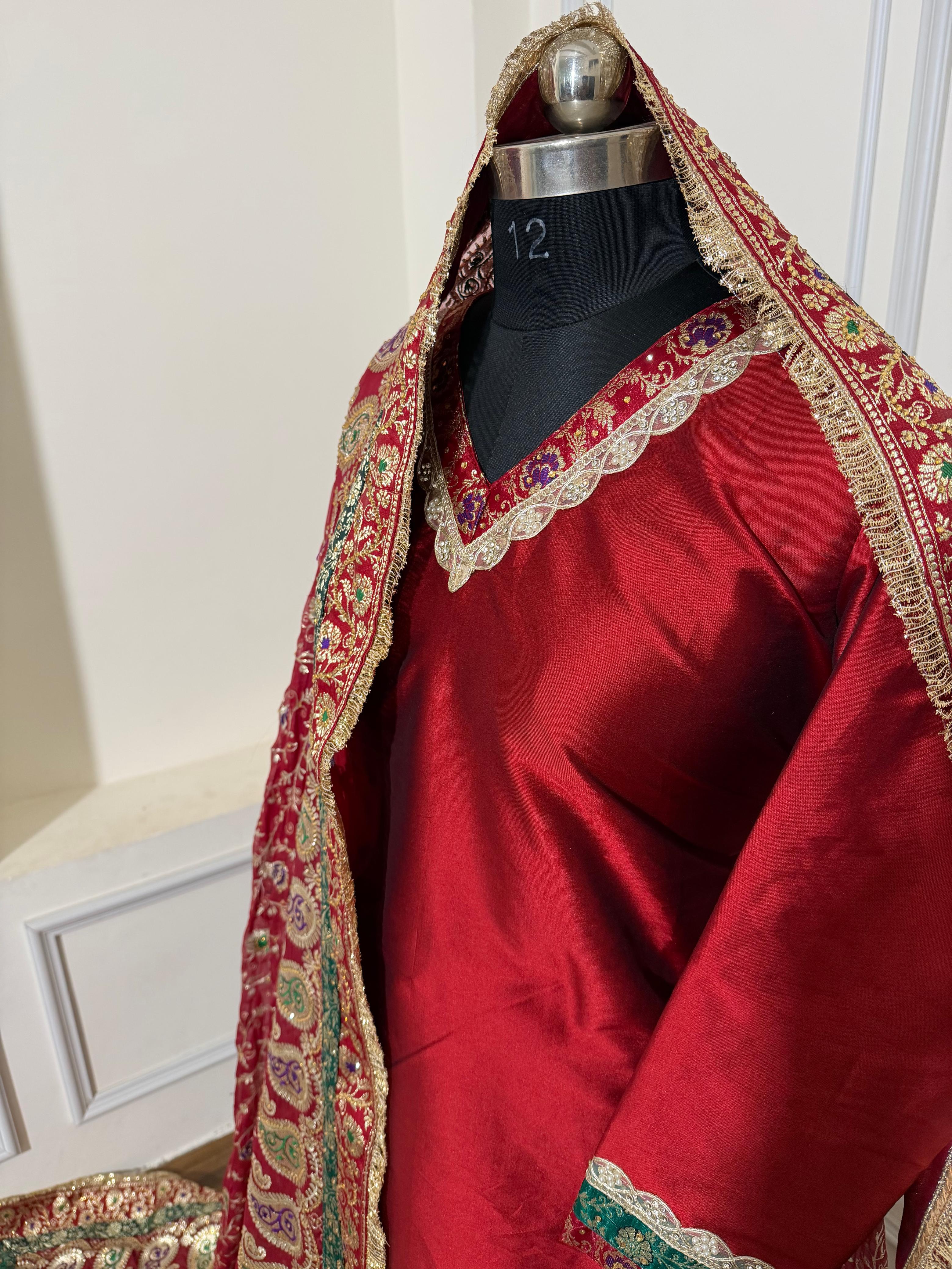 BLOOD MAROON SHADE MEENAKARI GHARARA