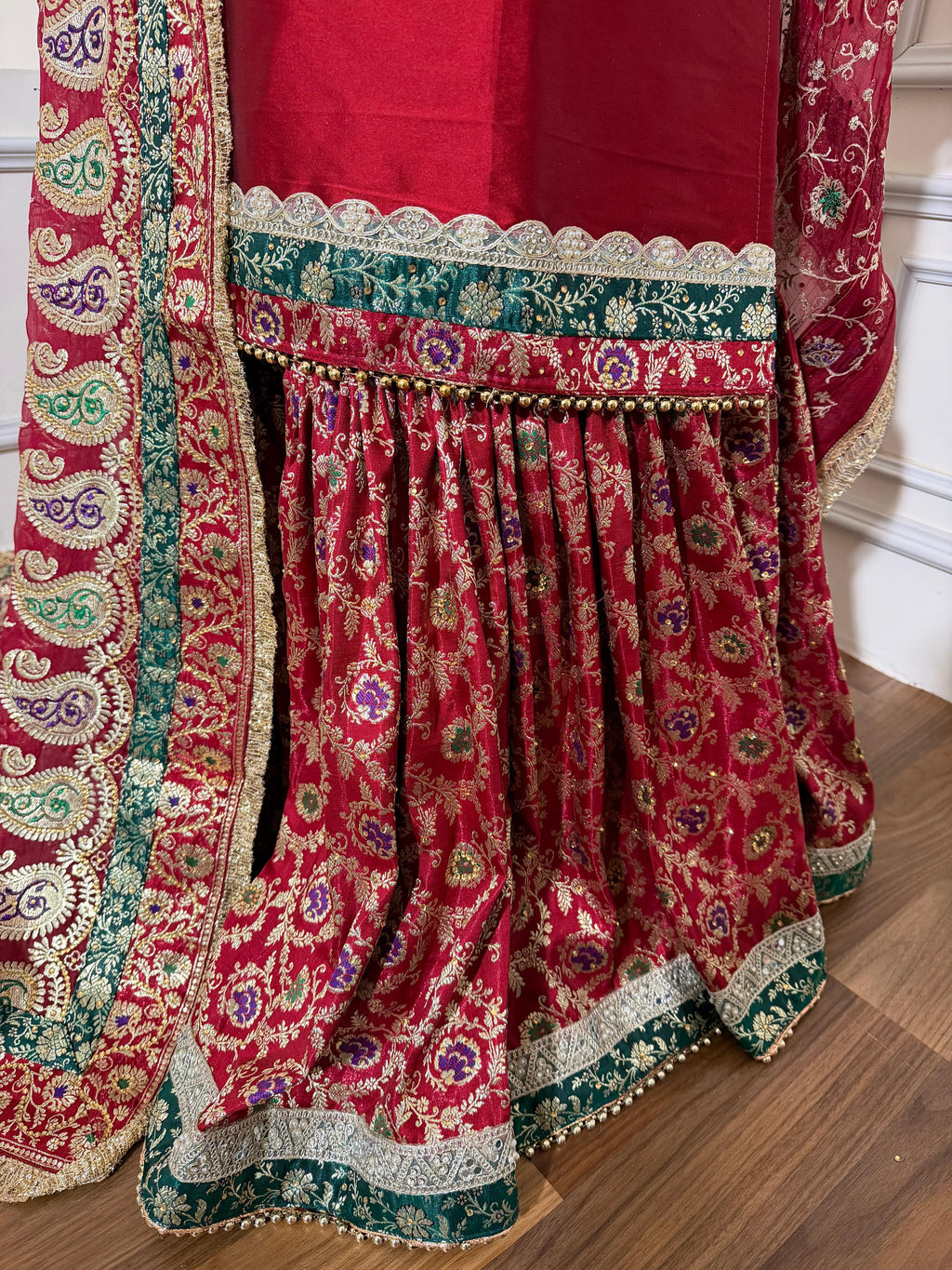 BLOOD MAROON SHADE MEENAKARI GHARARA