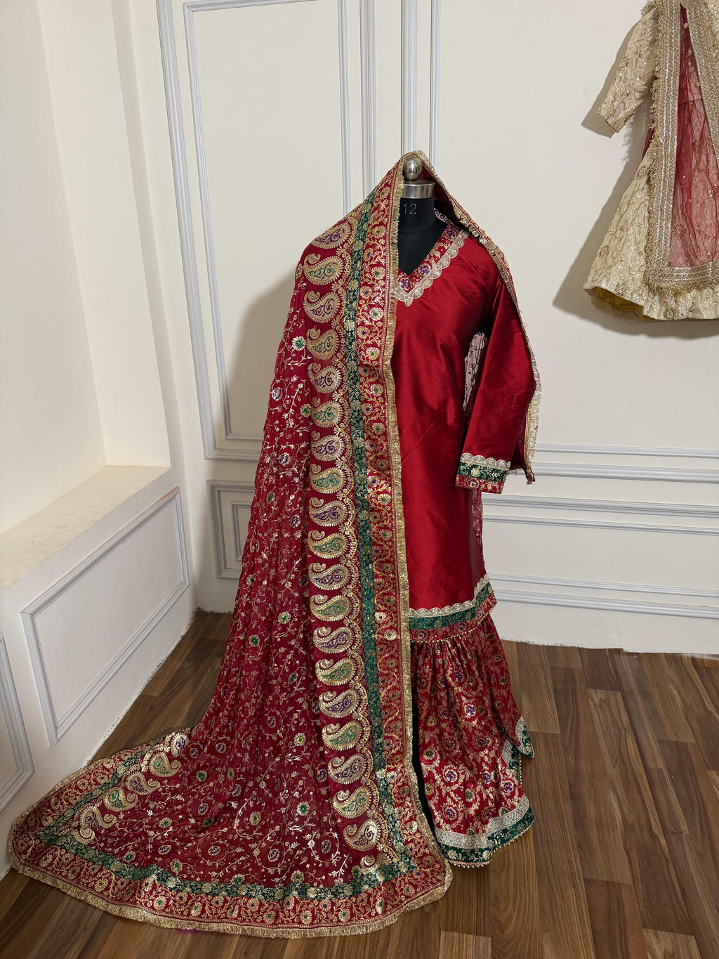 BLOOD MAROON SHADE MEENAKARI GHARARA
